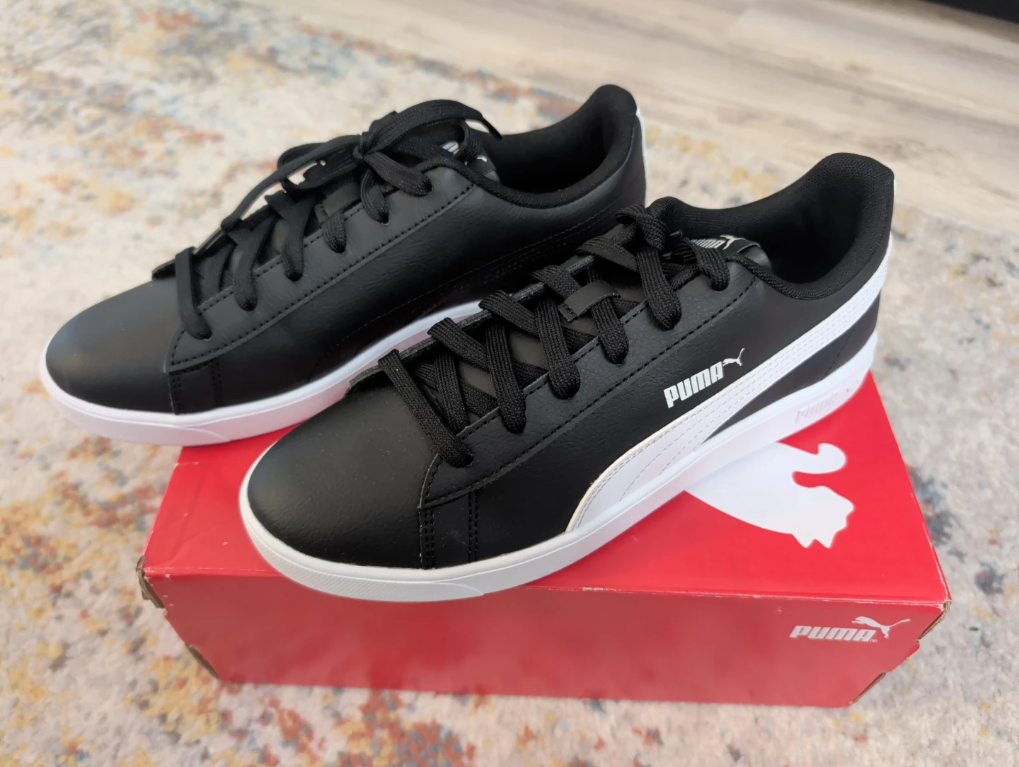 Puma Smash V2 Black White Sneakers - Women's Size 8