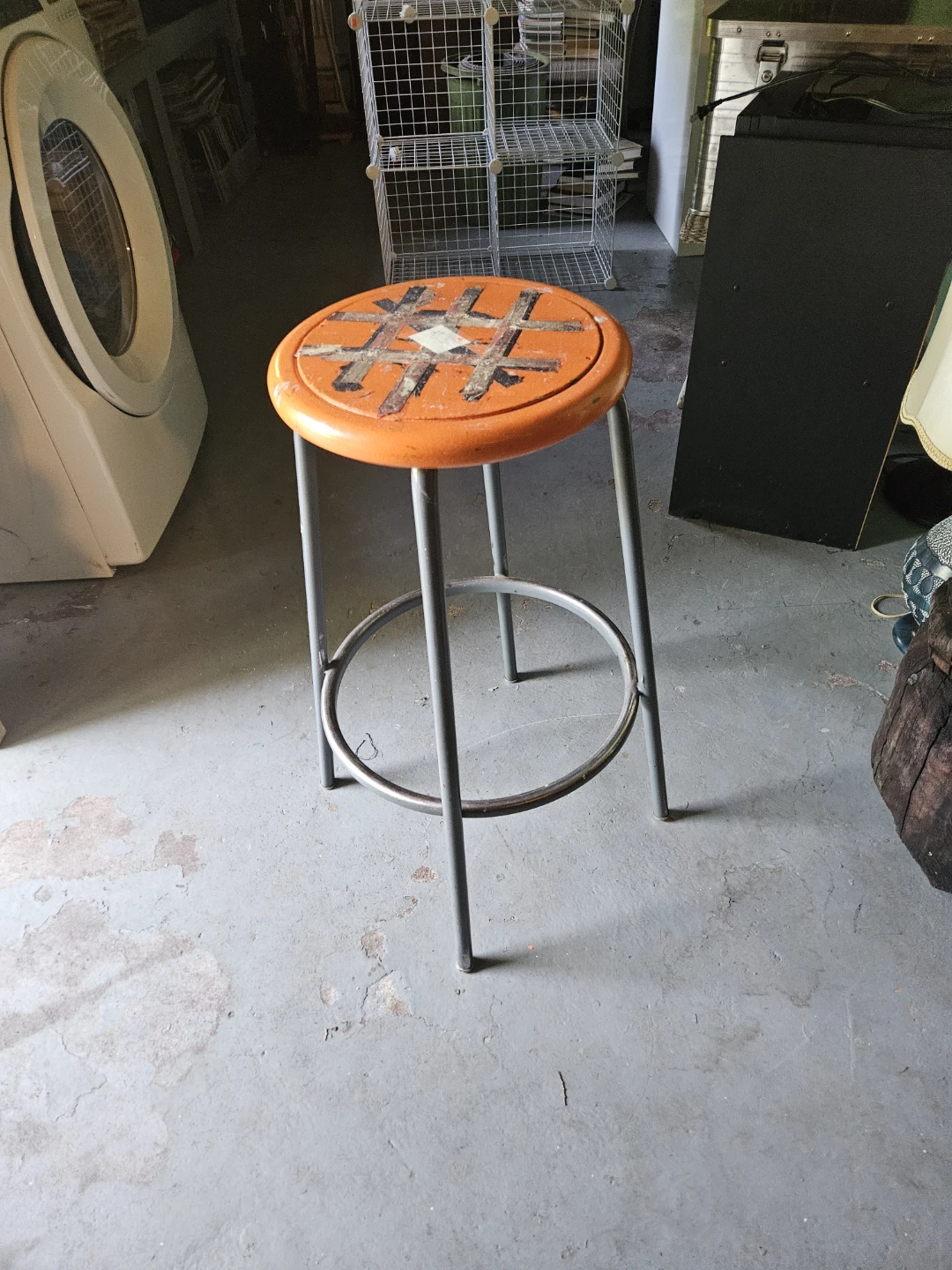 Orange Stool with Metal Legs - photo 2