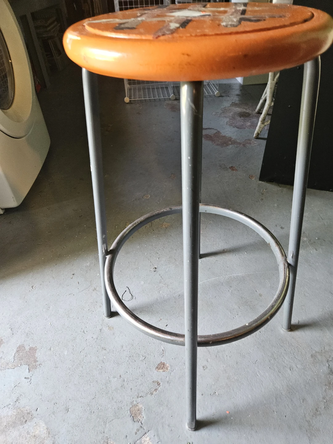Orange Stool with Metal Legs - photo 3