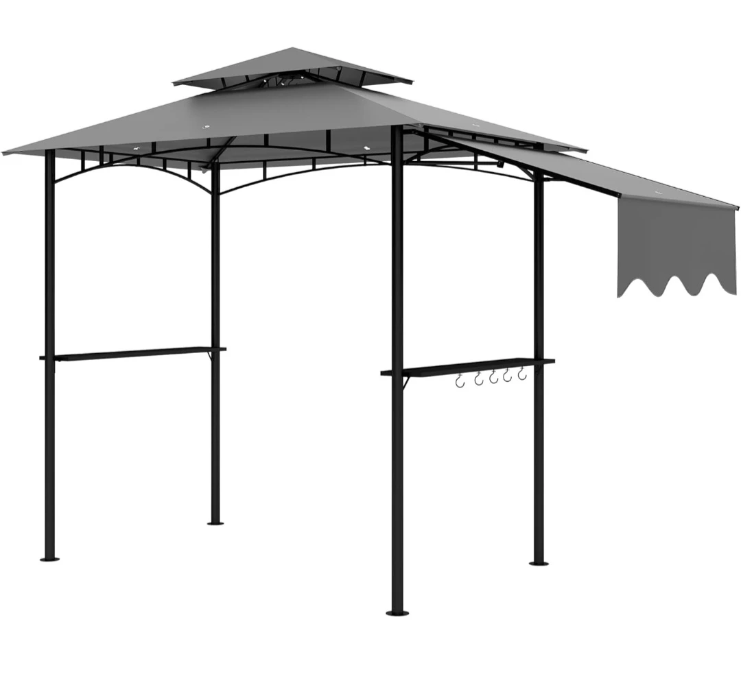 Grey Outdoor Gazebo Canopy Tent with Shelves - photo 2