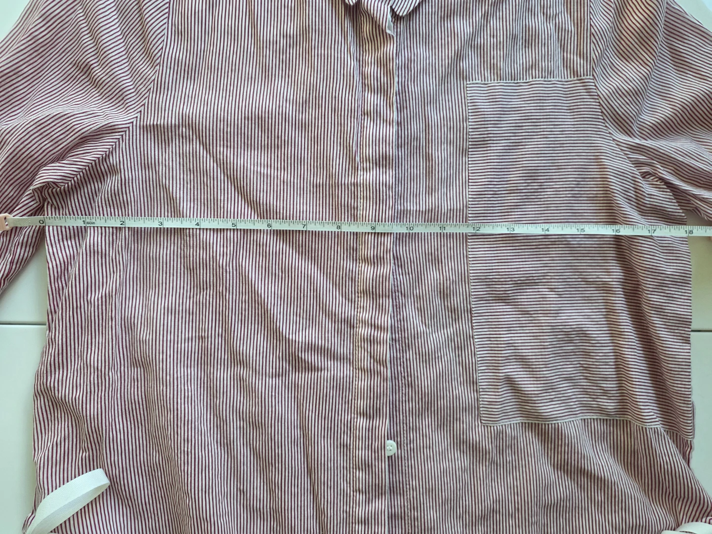 Pink/Red Striped Button-Up Shirt with Side Ribbon -Size 4 or 6 - photo 3