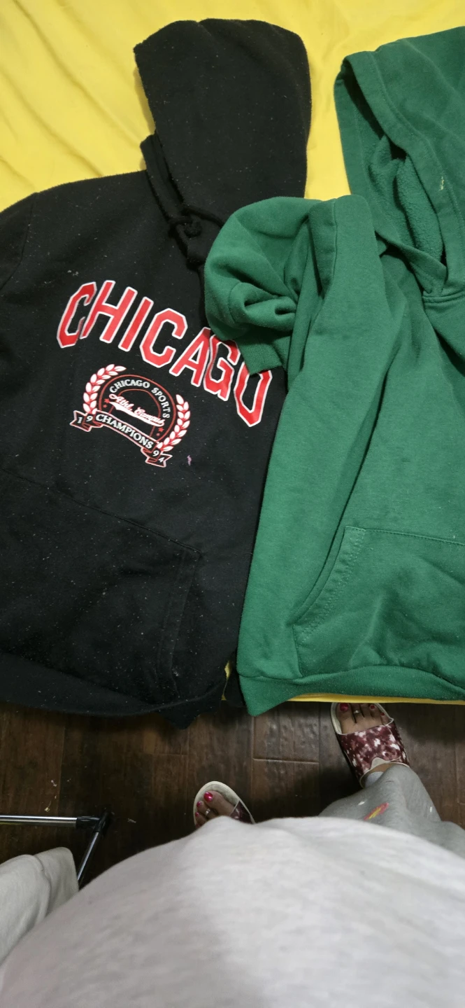 Black Chicago Sports Champions Hoodie and Green Hoodie