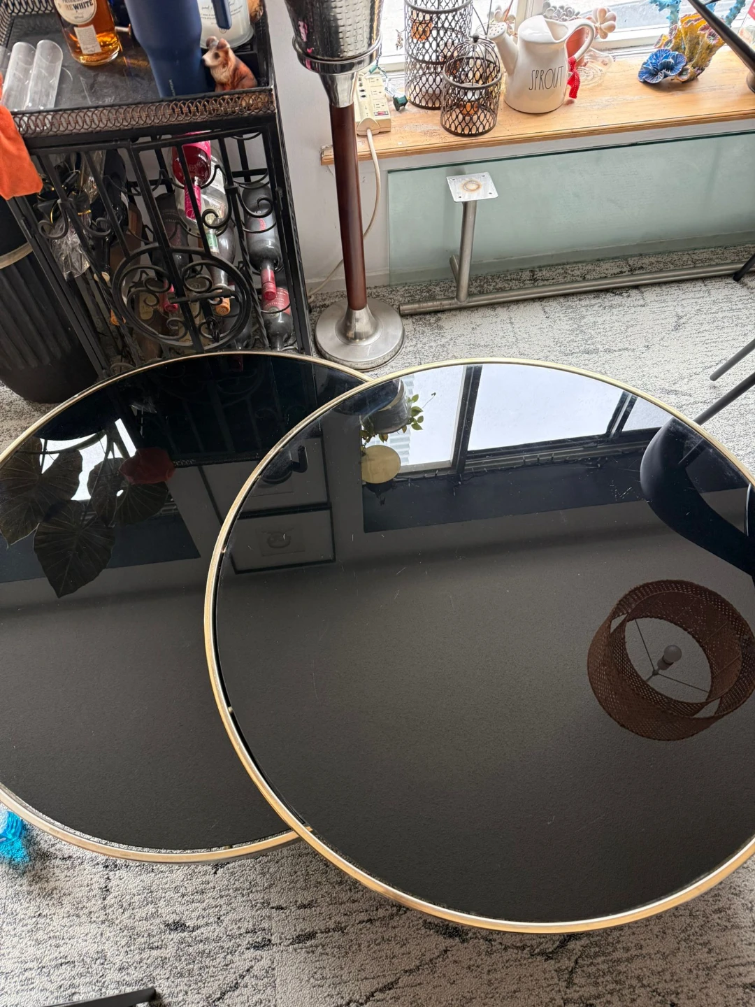 McM  Milo Baughman Brass and Glass Swivel Coffee Table