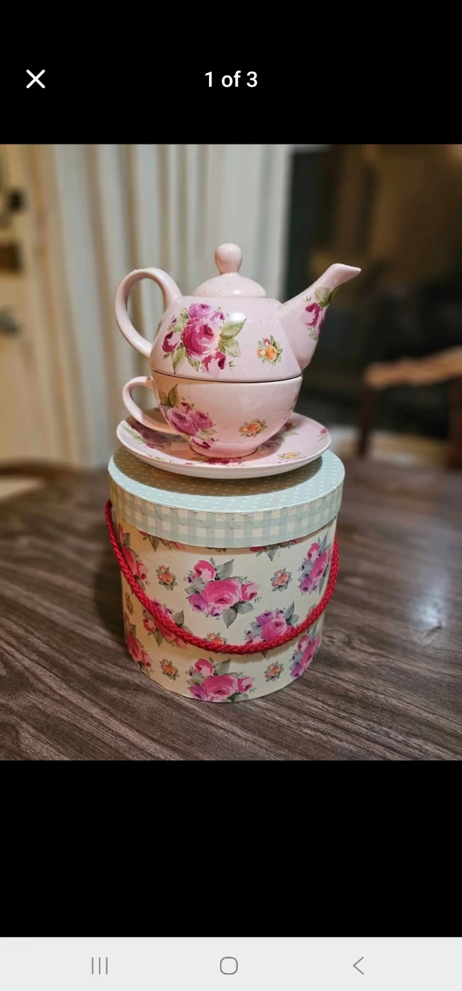 Beautiful Pink Floral "Tea for One" Set