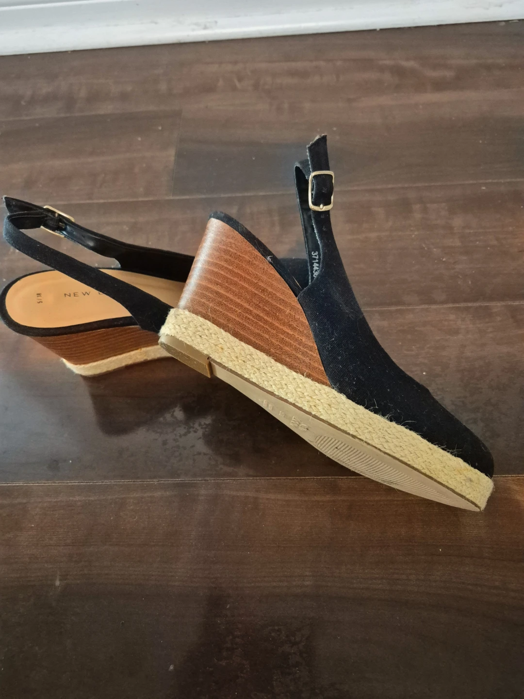New Look Black Wedge Espadrille Heels Size 8