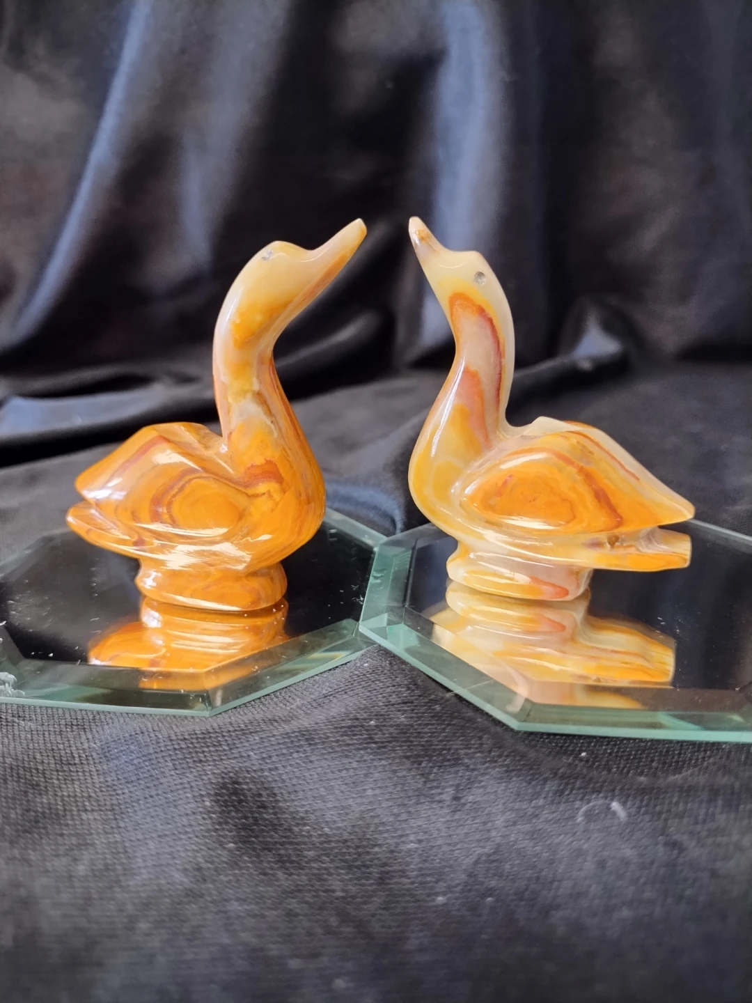 Decorative Onyx Marble Duck Figurines (Set of 2)