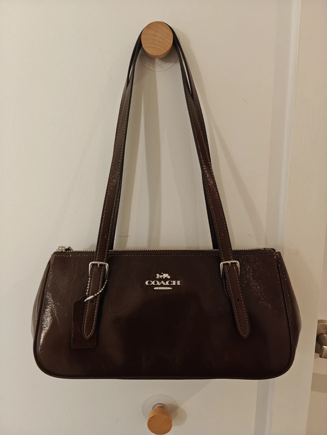 Coach Brown Patent Leather Shoulder Bag