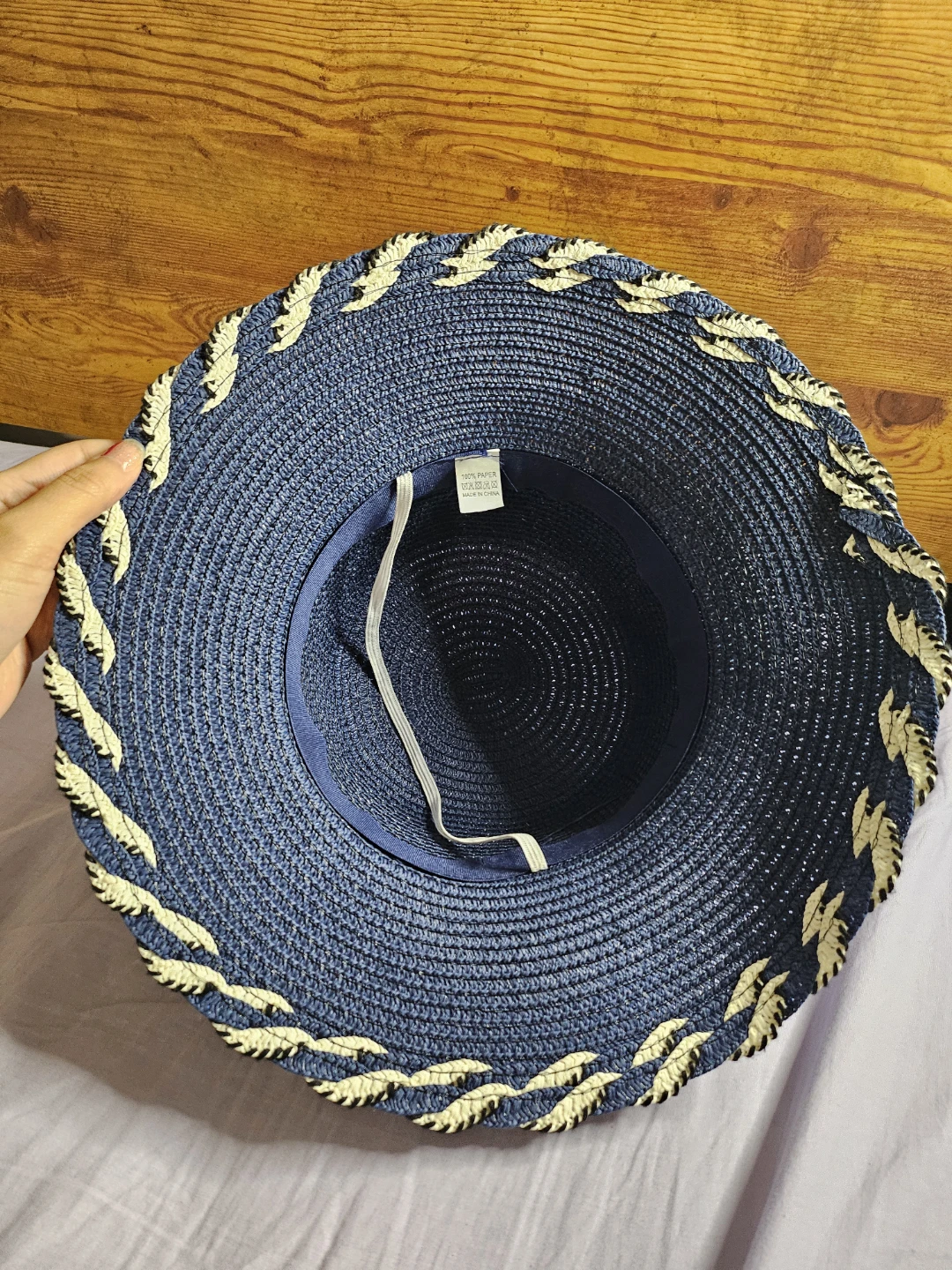 Women's Blue Straw Sun Hat with Ribbon - photo 4