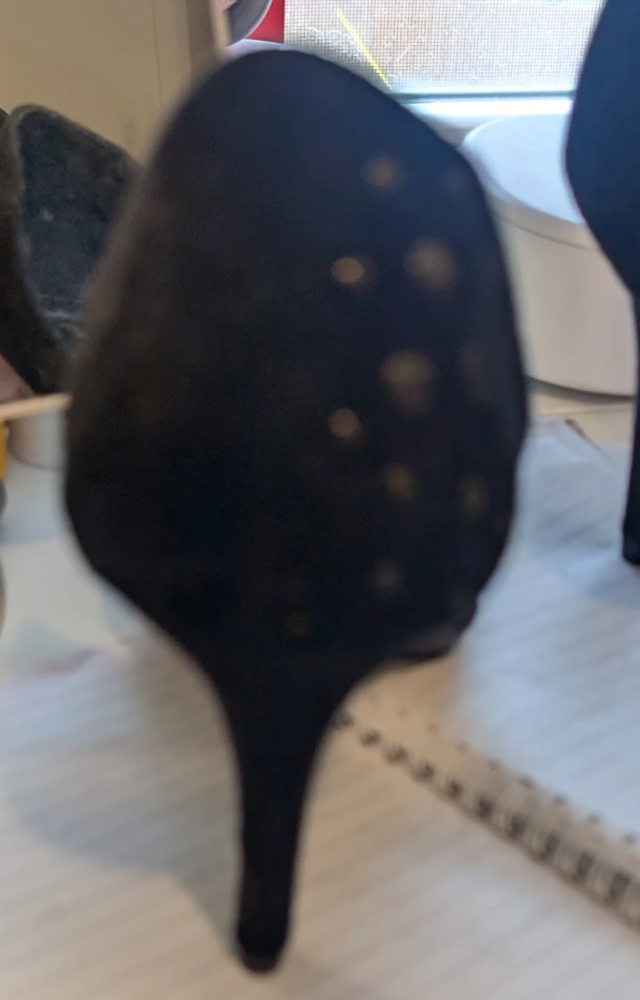 Christian Siriano Black Suede Studded Peep-Toe Heels - photo 3