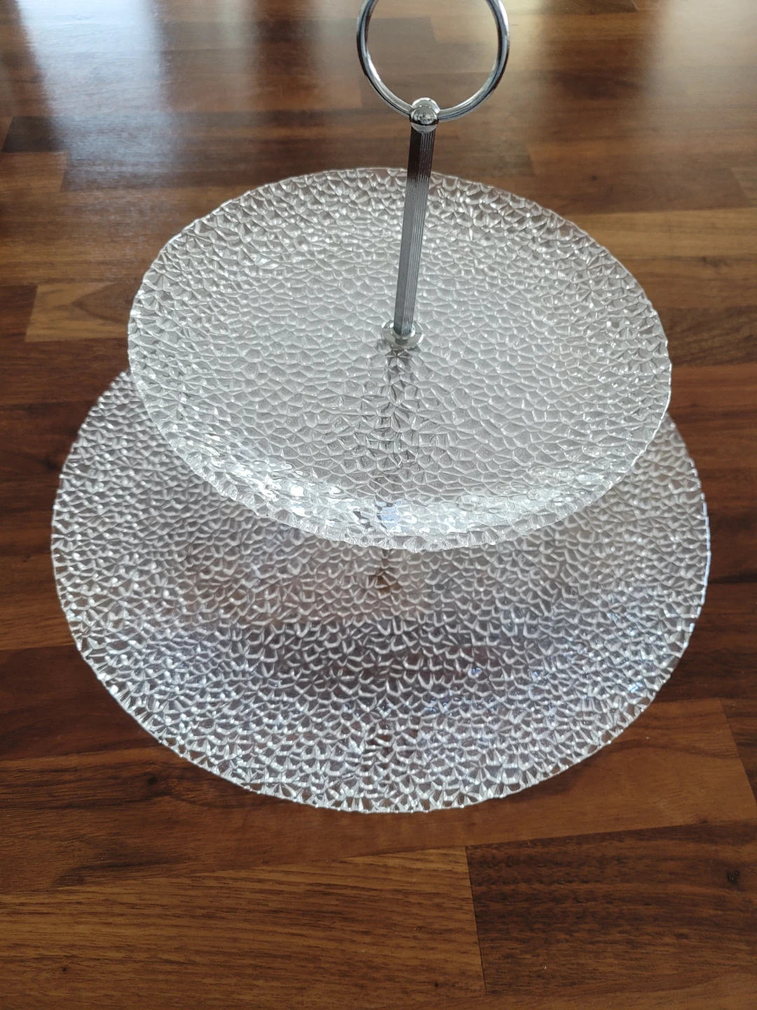2-Tier Clear Textured Glass Dessert Stand - photo 2