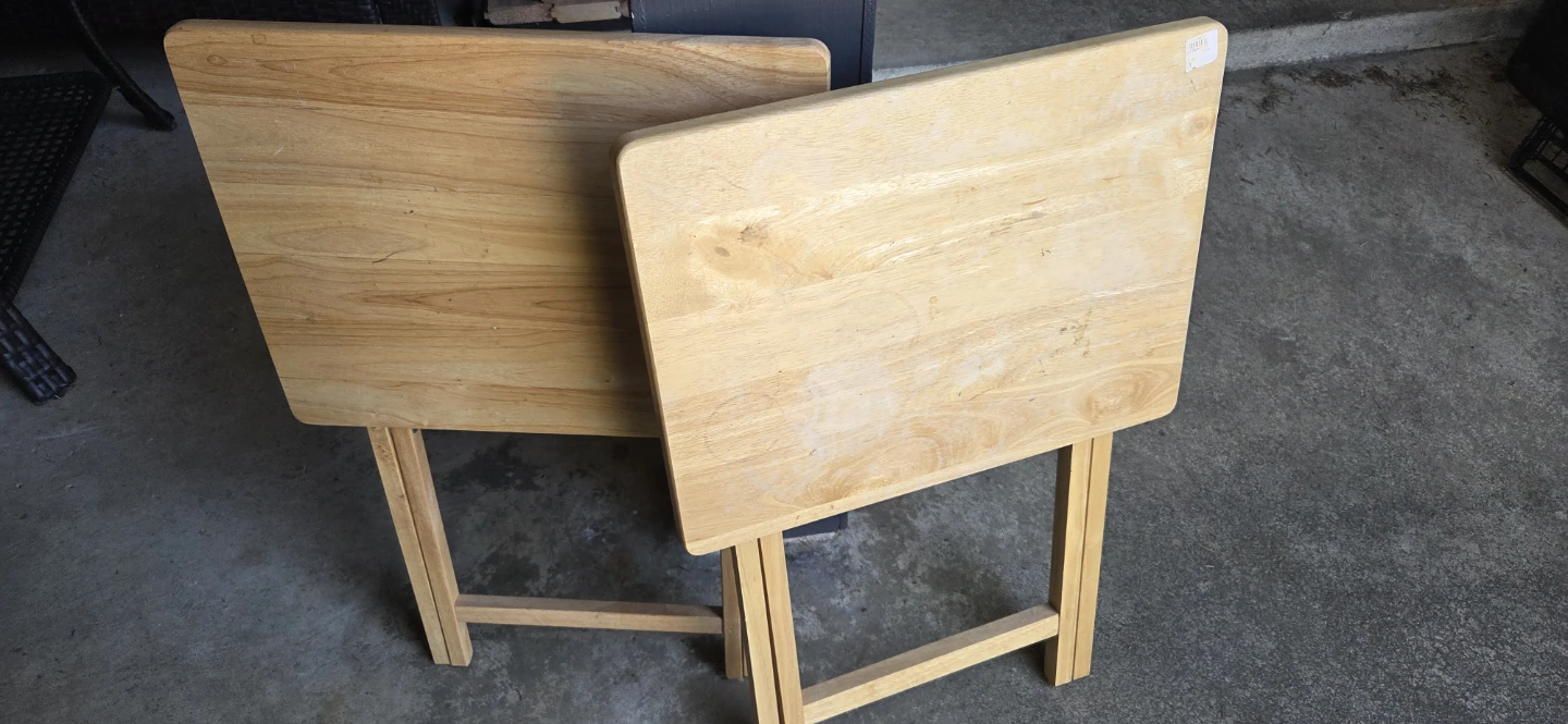 Two Wood Folding TV Trays