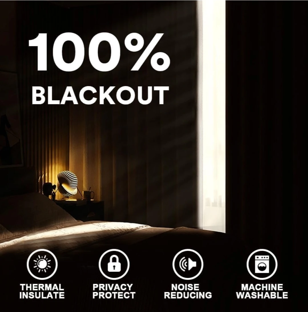 100% Blackout Curtains - Chenille Textured Fabric - photo 5