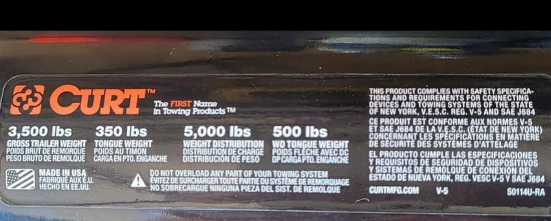 CURT 3,500 lbs Gross Trailer Weight Hitch