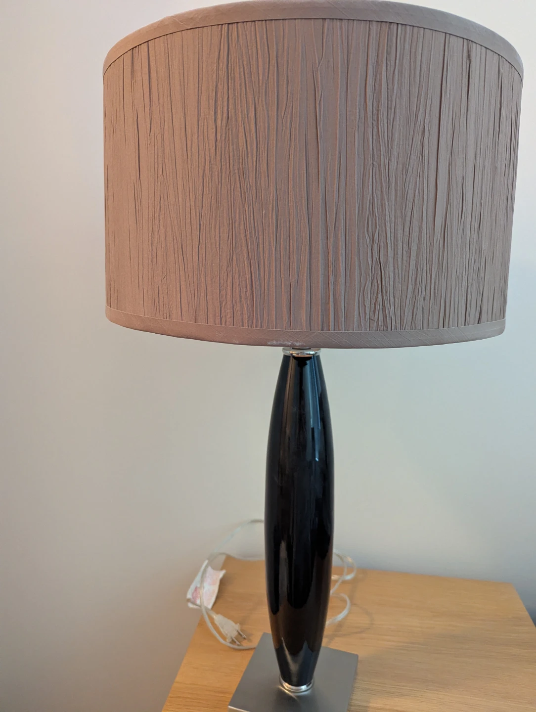 Table Lamp - Black and Silver with Taupe Shade