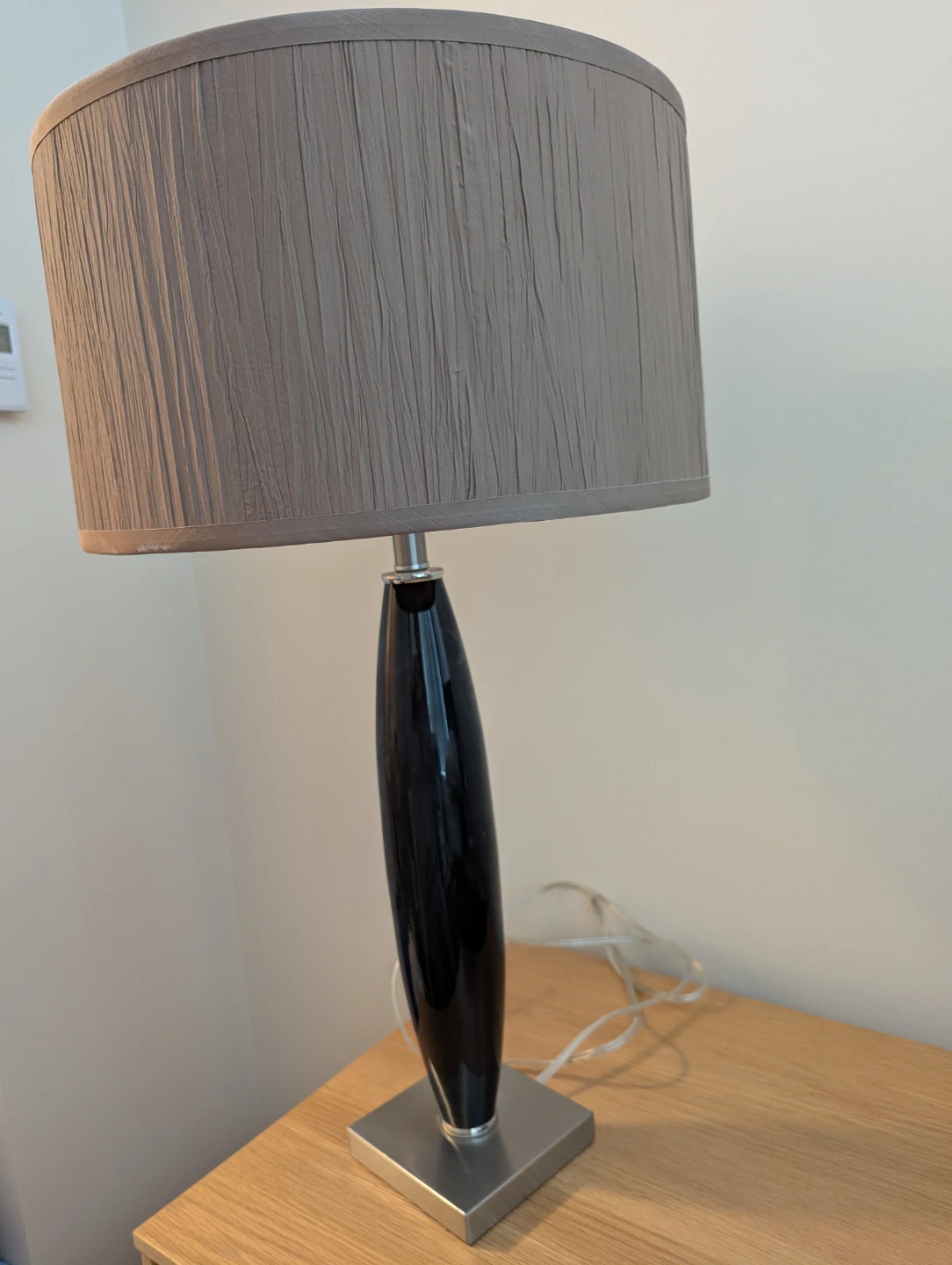 Table Lamp - Black and Silver with Taupe Shade - photo 2