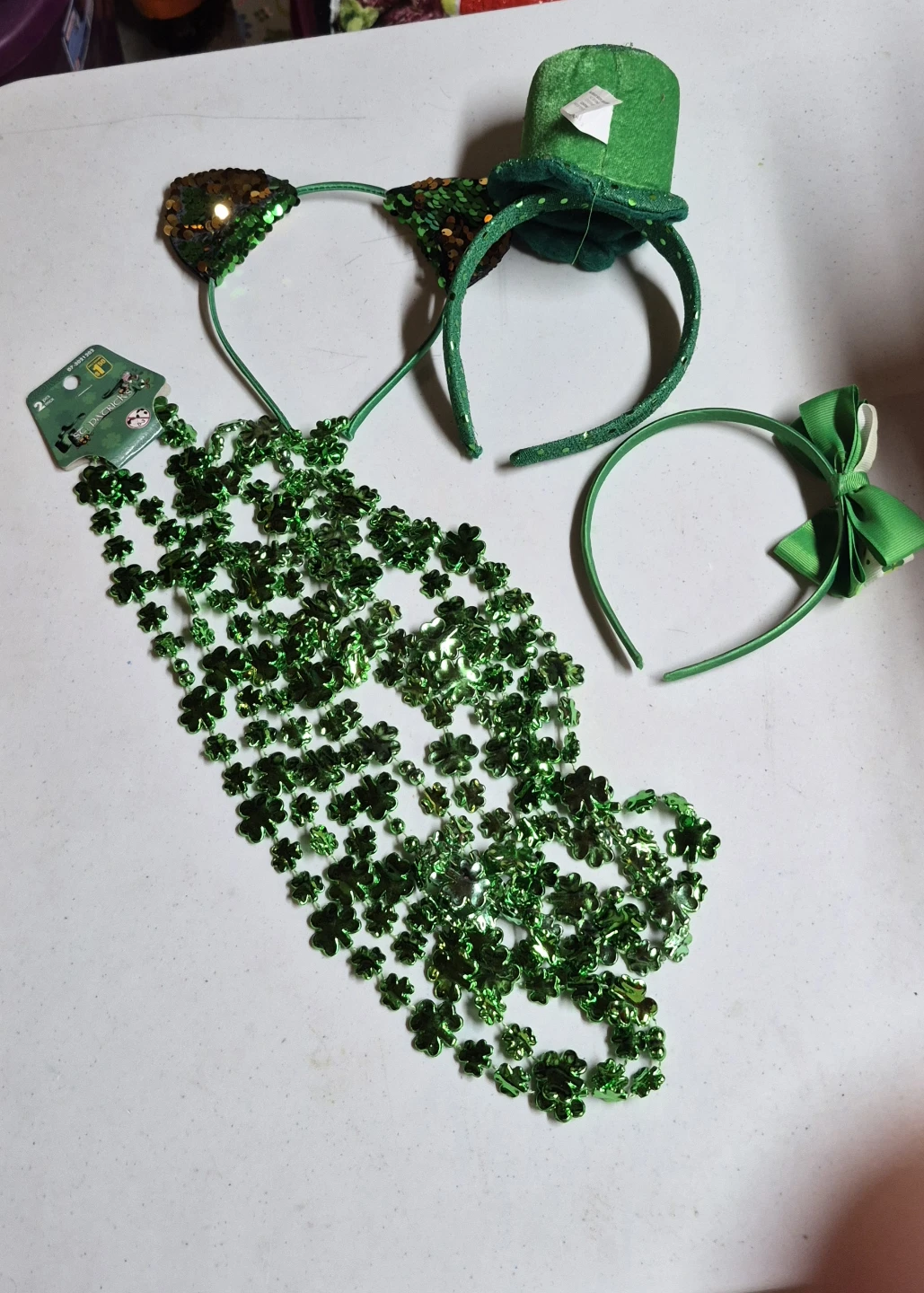 St. Patrick's Day headbands and necklaces