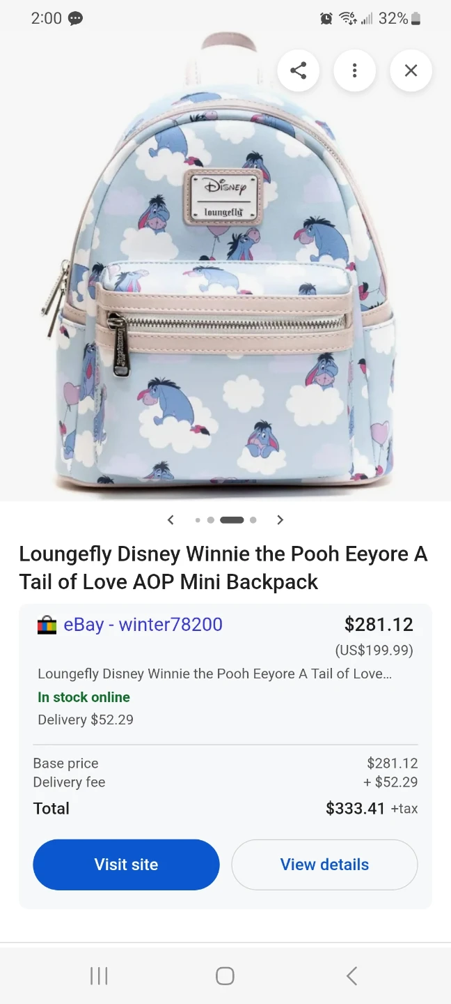 Loungefly Disney Eeyore Mini Backpack and Wallet Set - photo 3