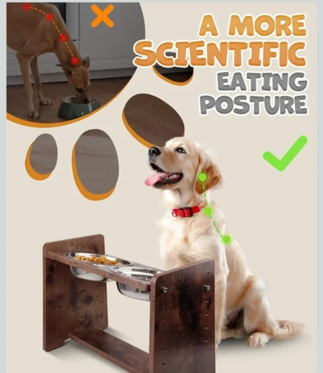 Jovrun Elevated Double Dog Cat Food Water Bowls - photo 4