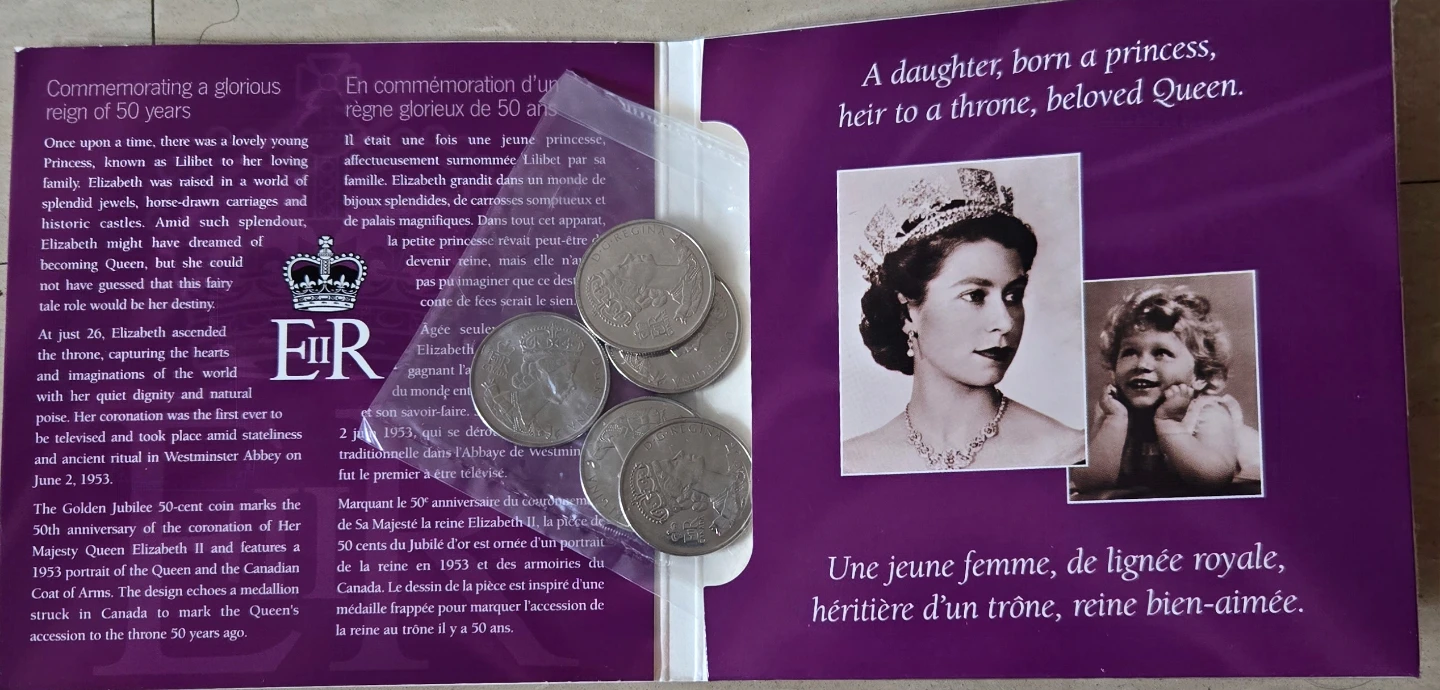 2002 Canada 5-50 cent coins, Queen's 50th. - photo 2