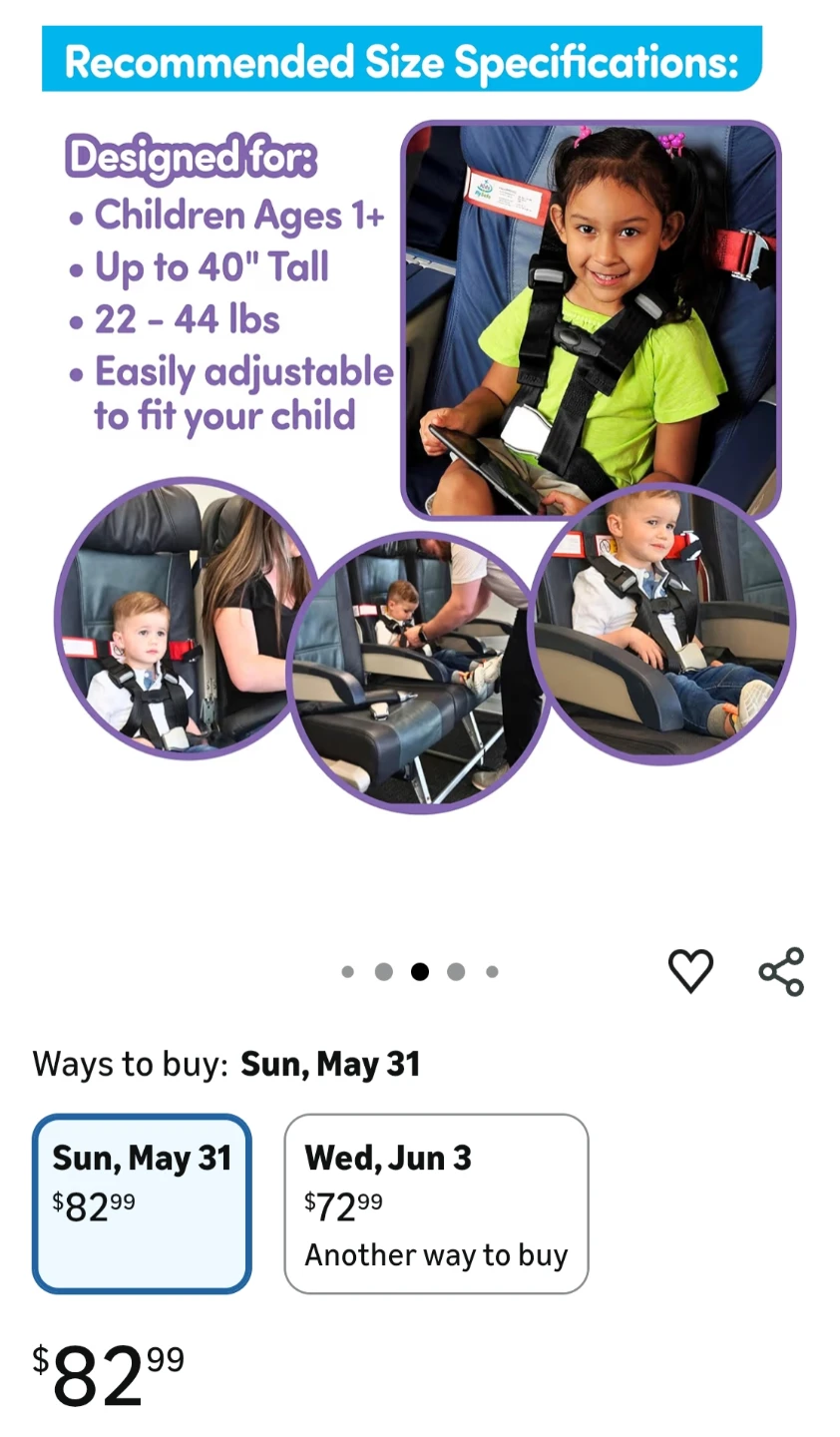 Kids Fly Safe Airplane Safety Harness (cash only) - photo 2