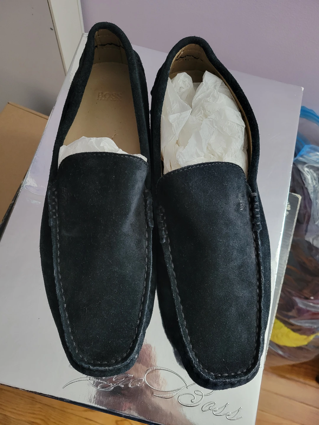 Hugo Boss Men's Black Suede Driving Moccasins - photo 2