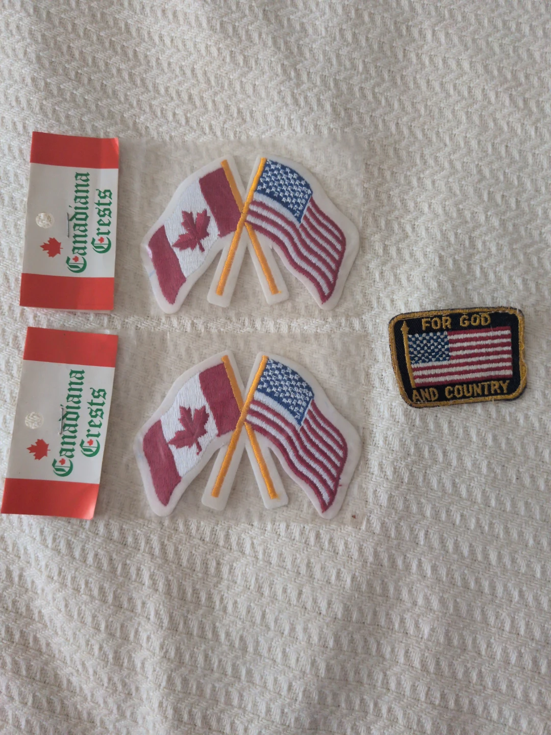 Canadian Crests Embroidered Patches - Canada & USA Flags