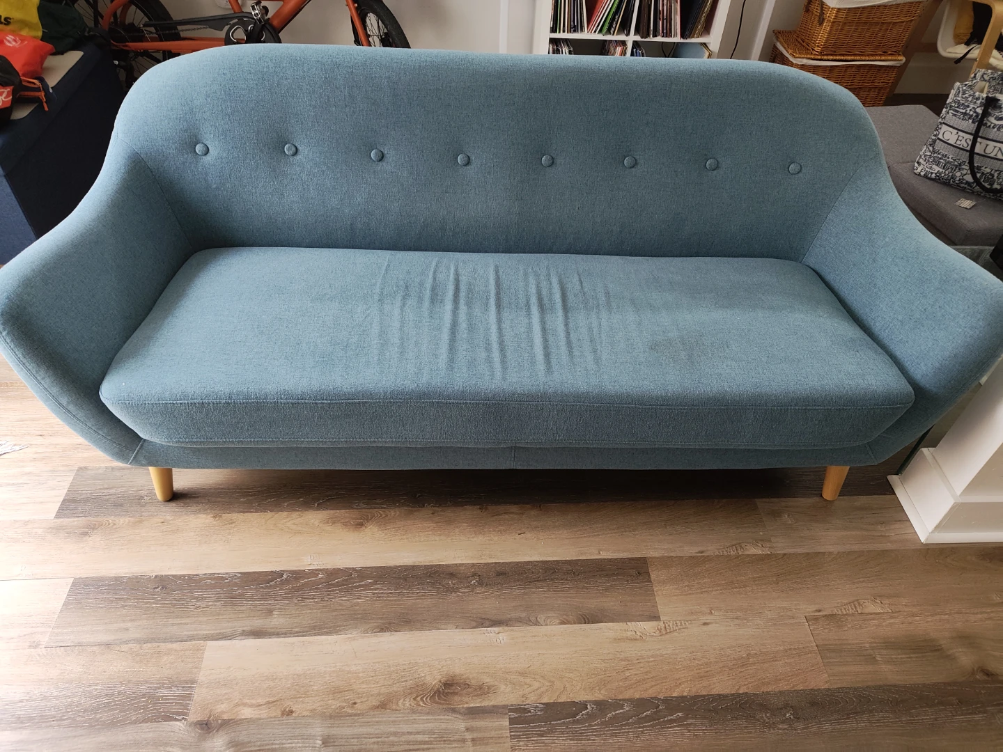 Teal Mid-Century Modern Loveseat