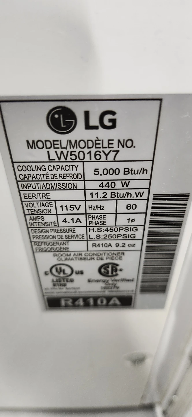 LG 5000 BTU window AC 21*14*12"LWH - photo 3