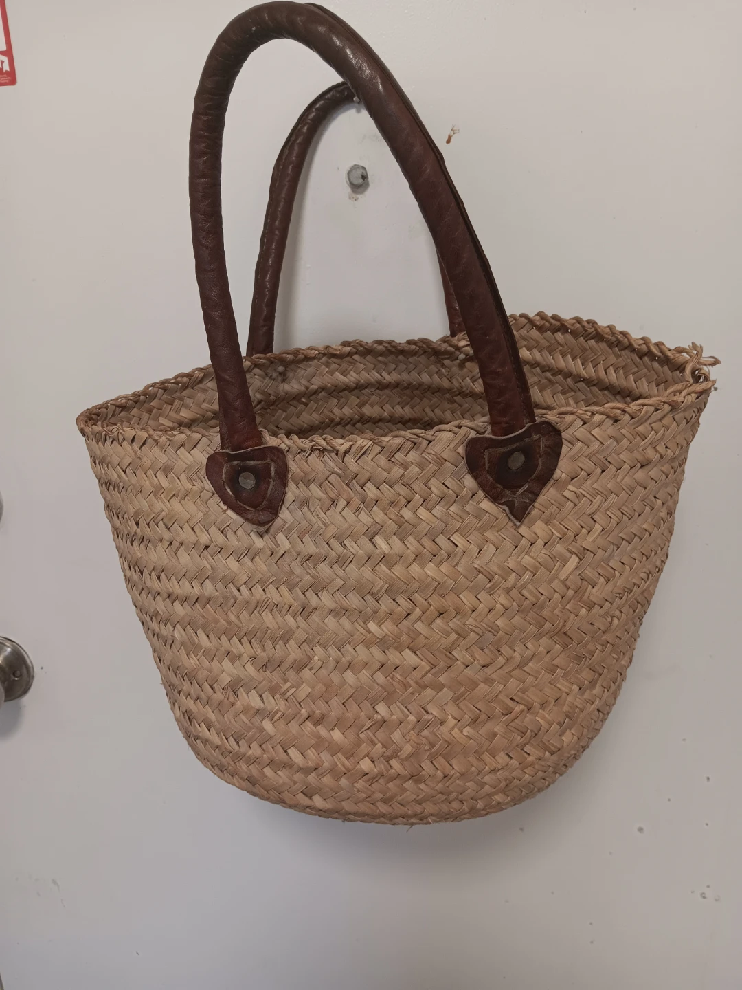 Straw Tote Bag with Leather Handles - photo 2