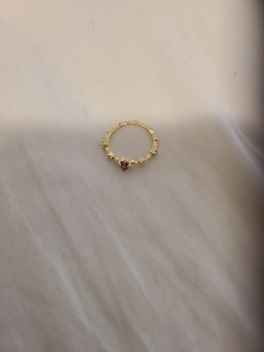 14 karat gold plated heart ruby ring