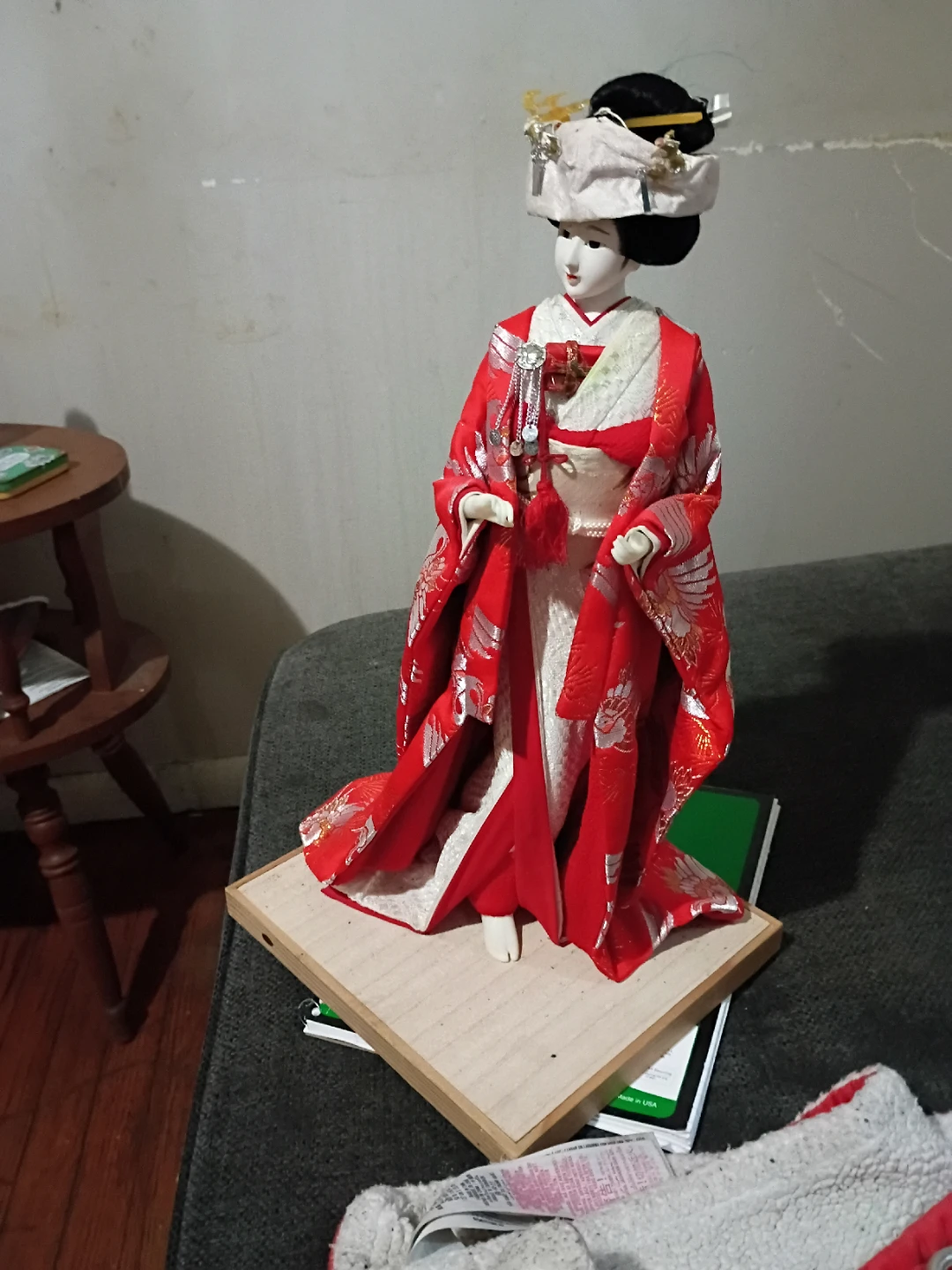 Japanese Geisha Doll in Red Kimono