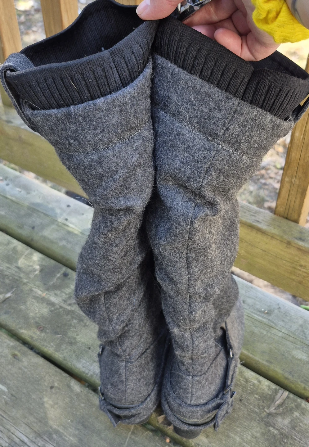 Grey Felt Wedge Boots Size 40