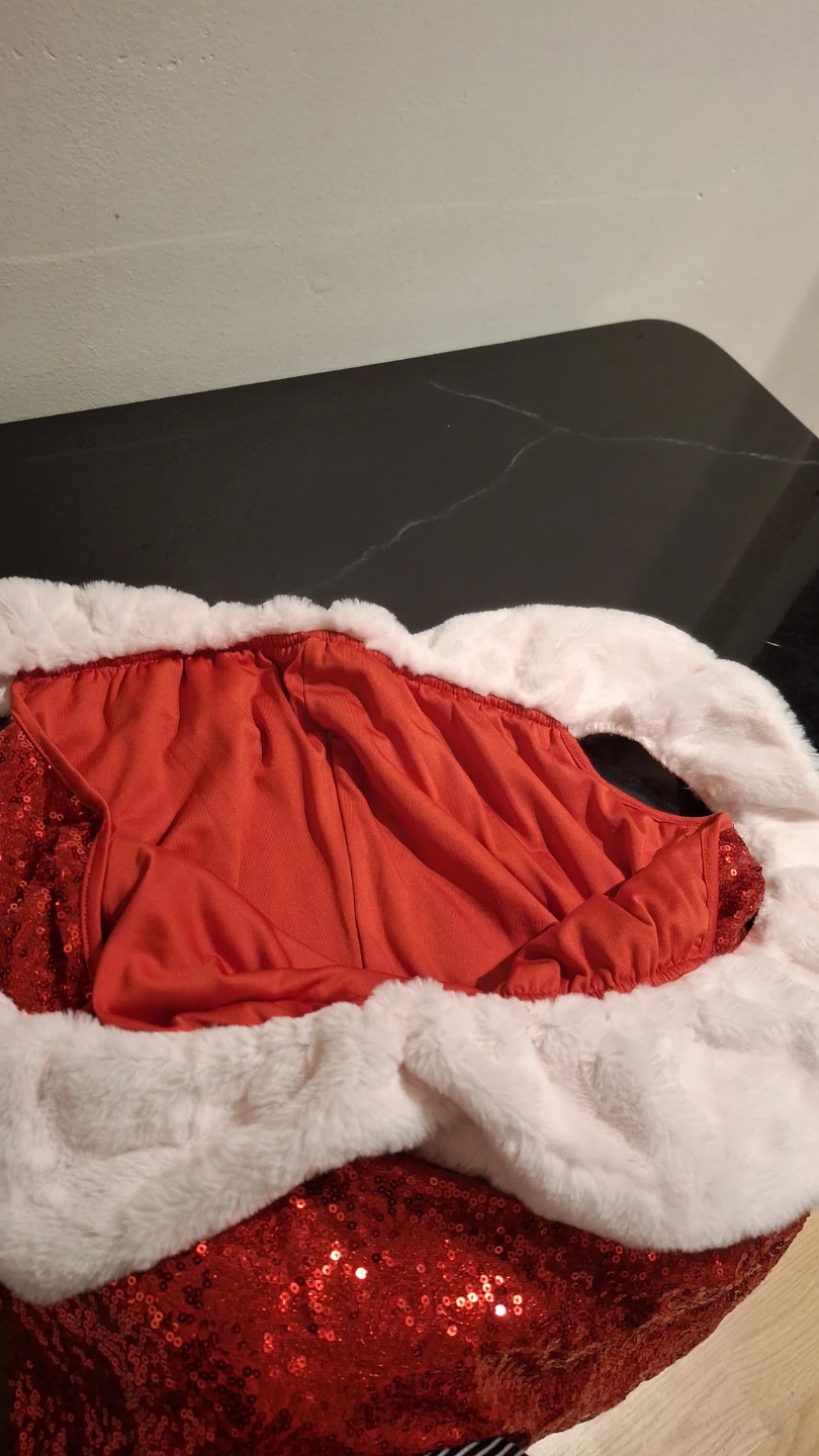 Red Sequin off shoulder Santa dress M - photo 3