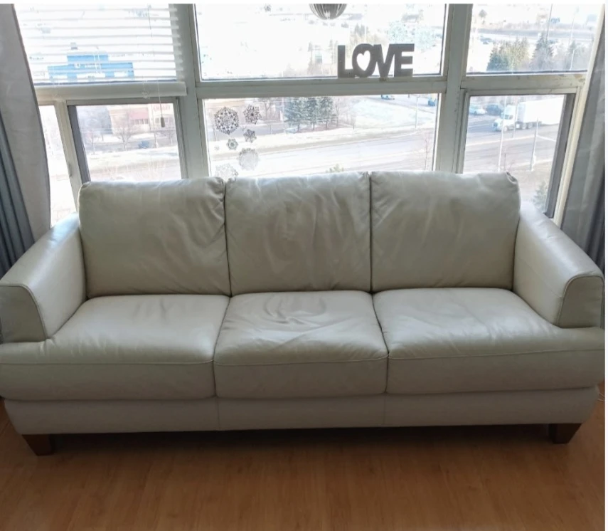 Cream Leather Sofa
