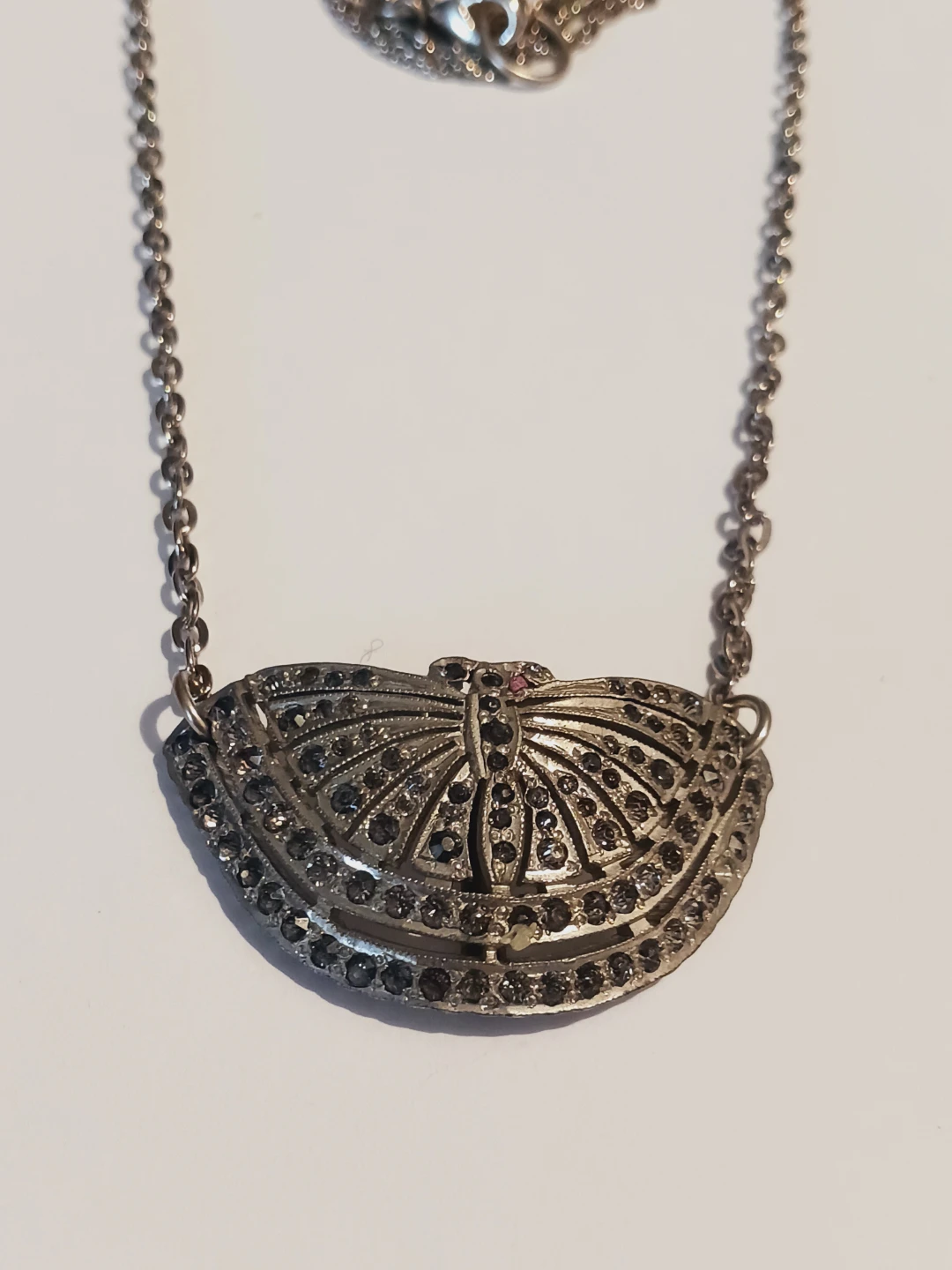 Art Deco Vintage 🦋 Butterfly Pendant Necklace with Rhinestones