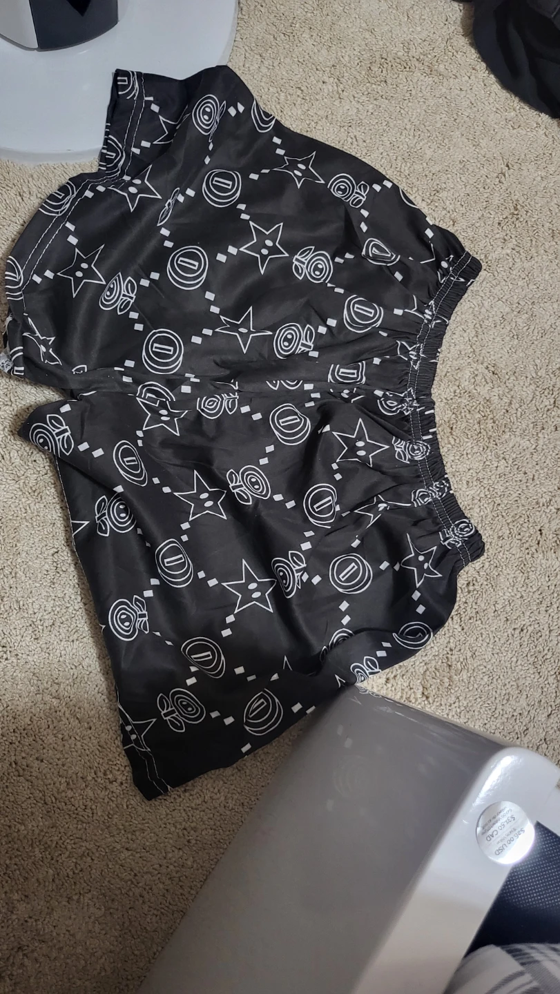 Black Patterned Shorts