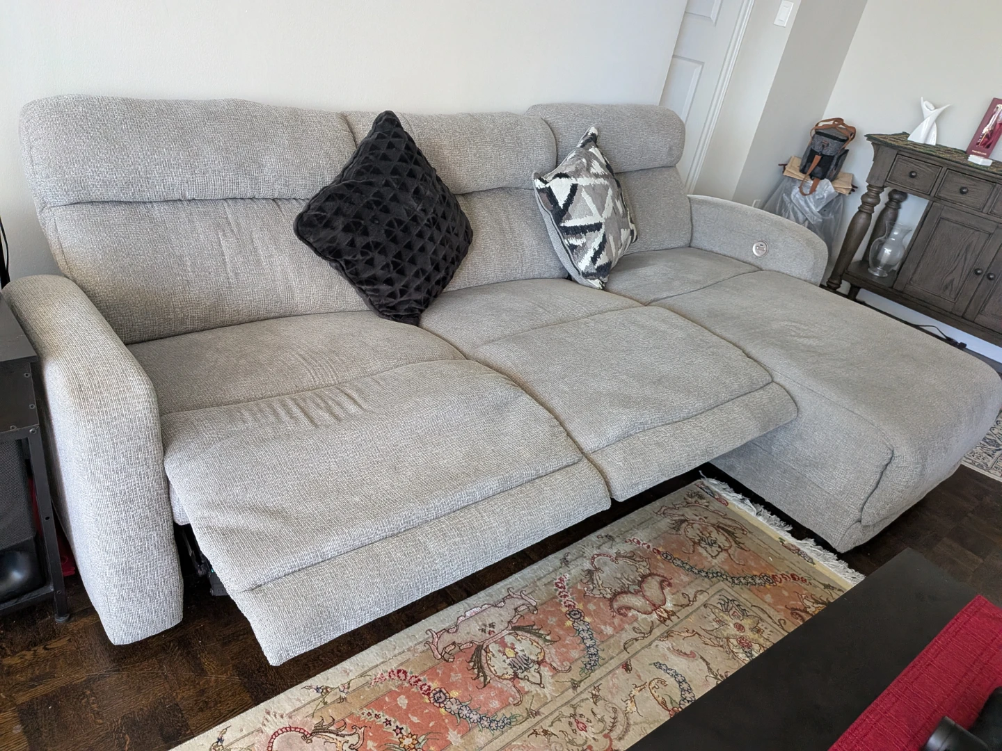 Grey Sectional Reclining Sofa - photo 2