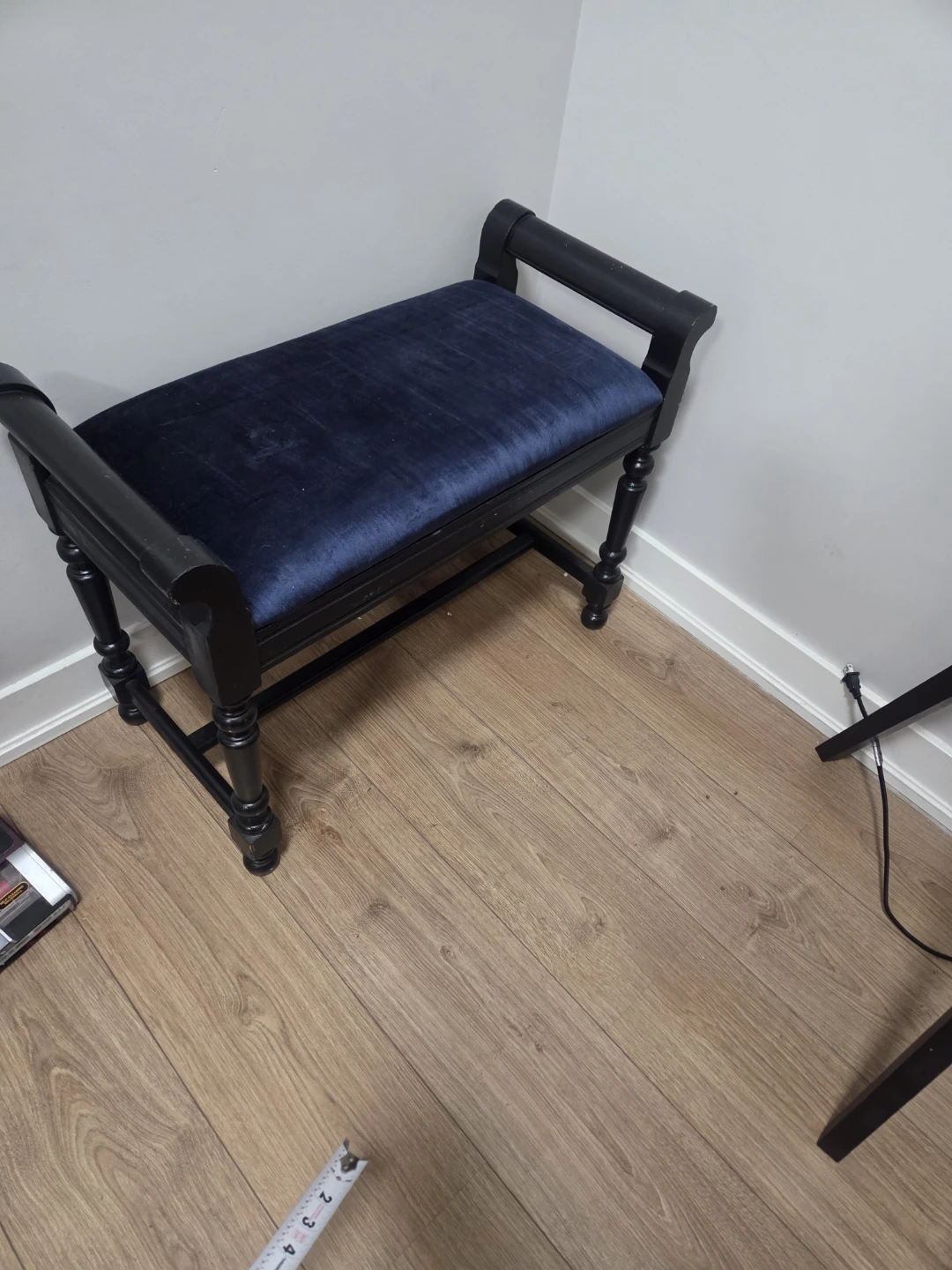 Dark Blue Upholstered Bench