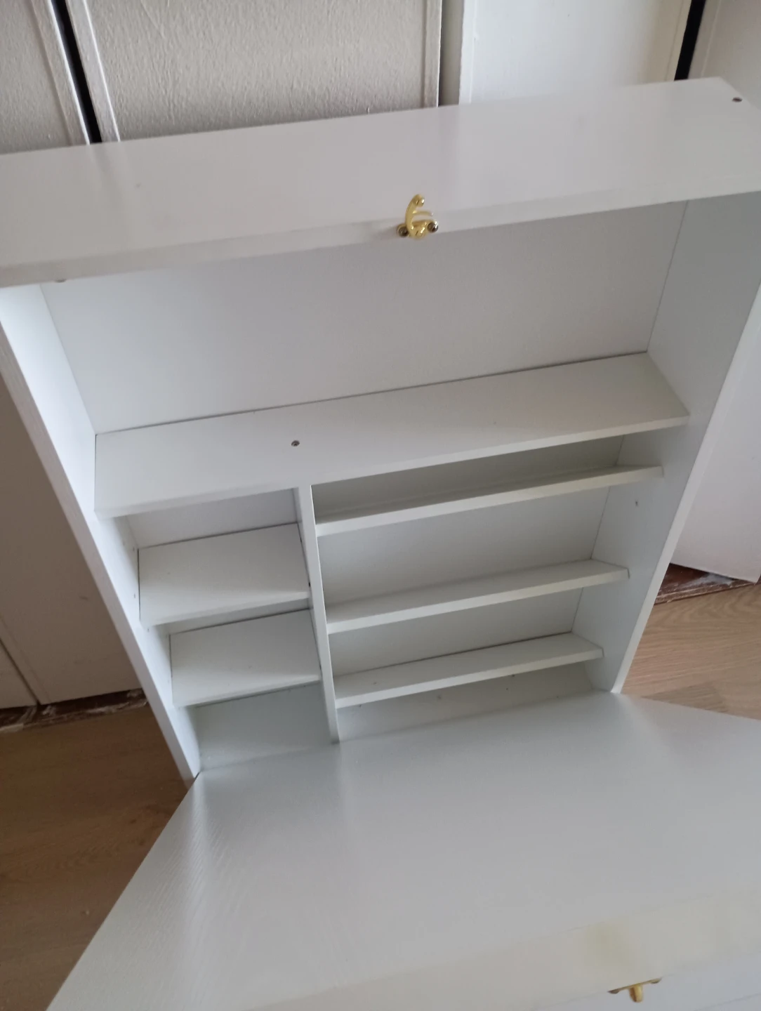 White Wall-Mounted Fold-Down Desk with Shelves