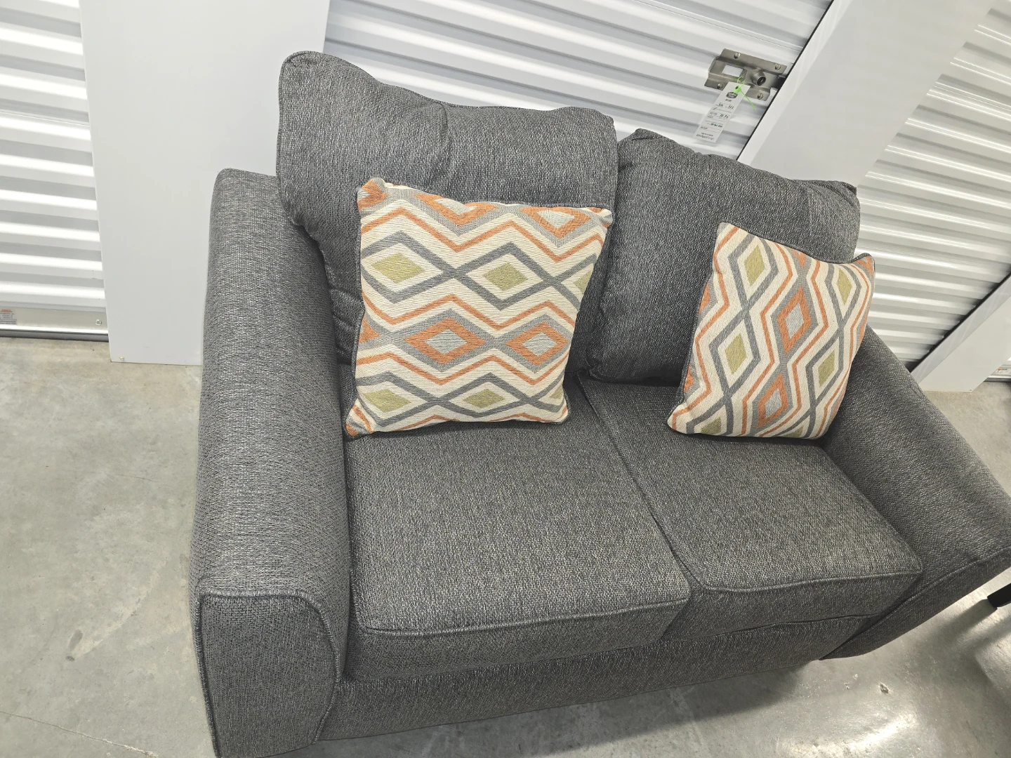 Loveseat with set of 2 Black and Wood Dining Chairs