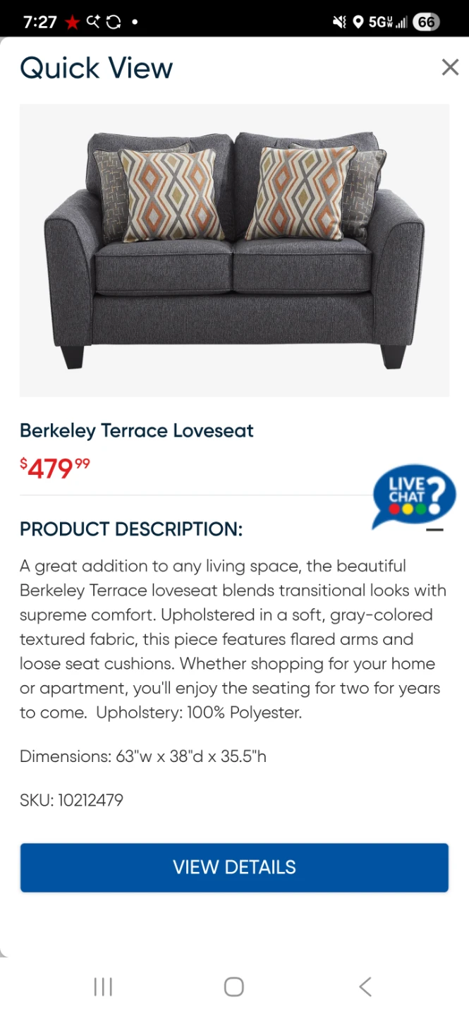 Loveseat with set of 2 Black and Wood Dining Chairs - photo 3