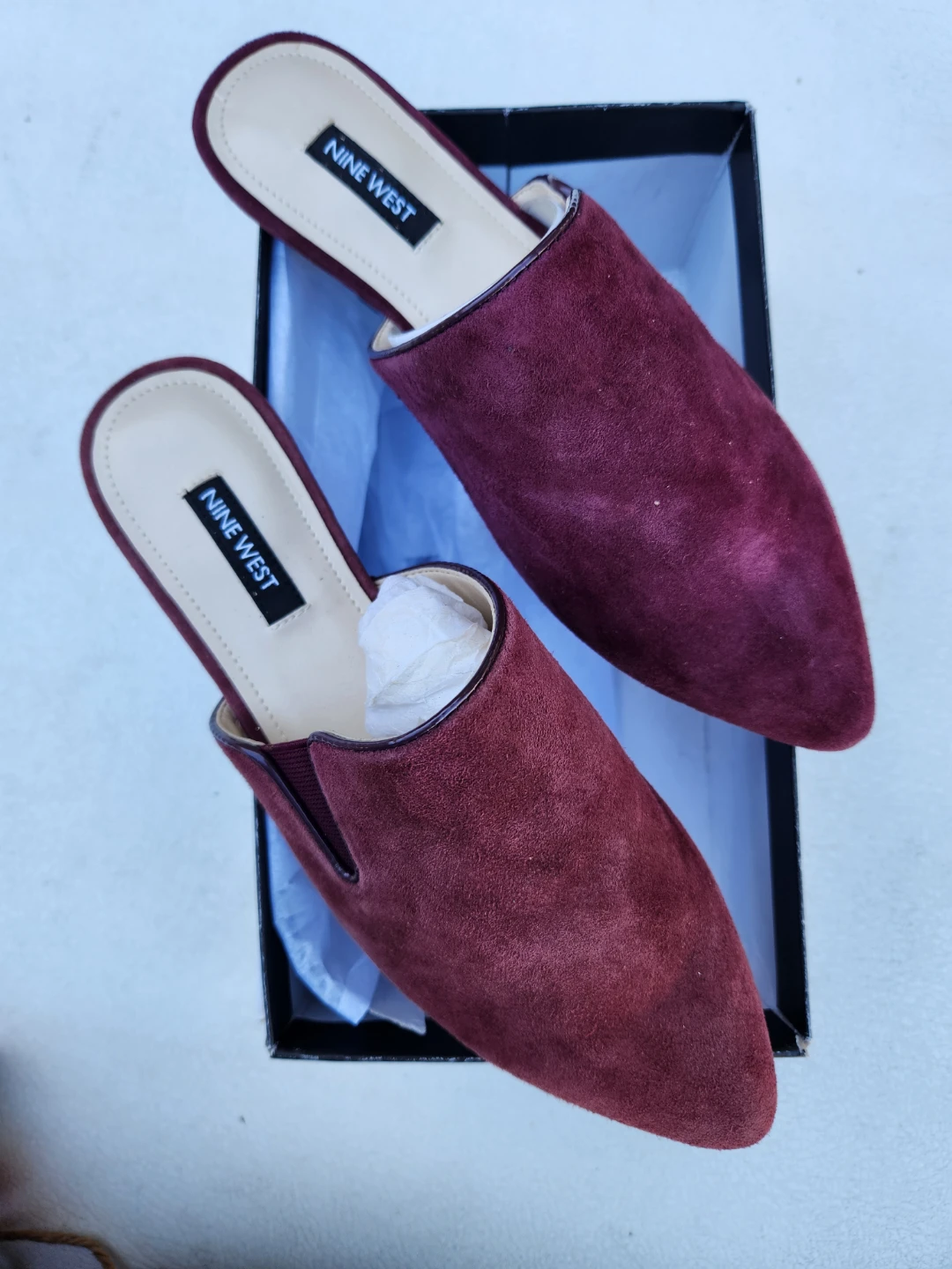 NEW Nine West Burgundy Suede Mules