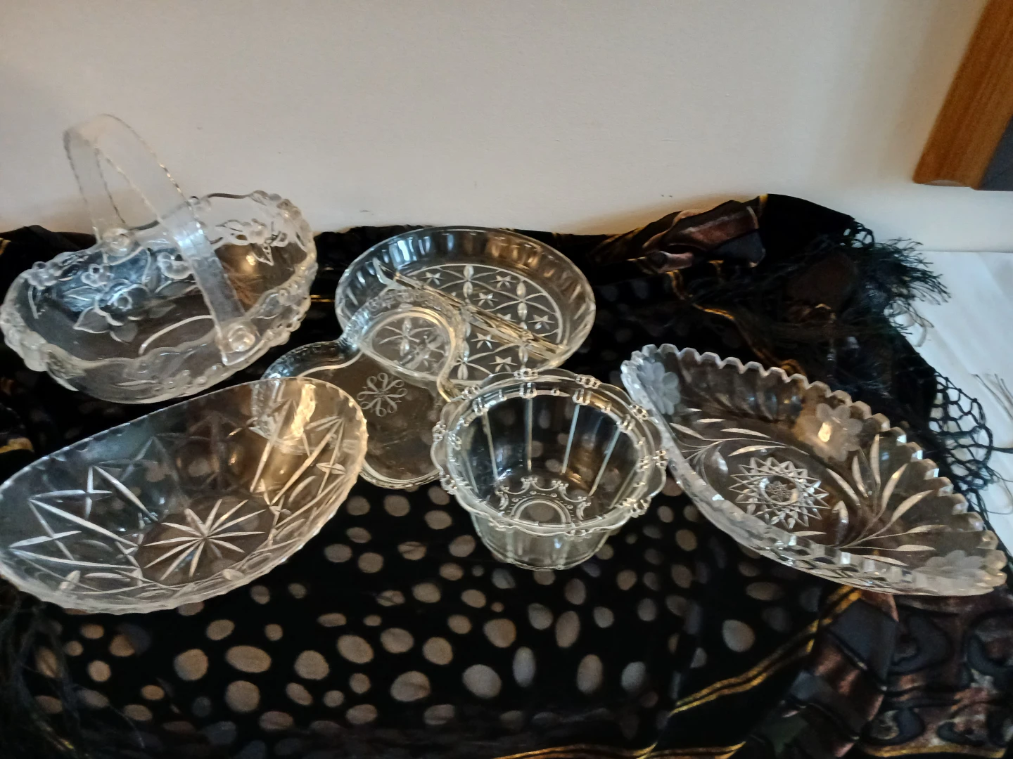 Set of 5 Vintage Clear Glass and Crystal Serving Dishes - photo 3