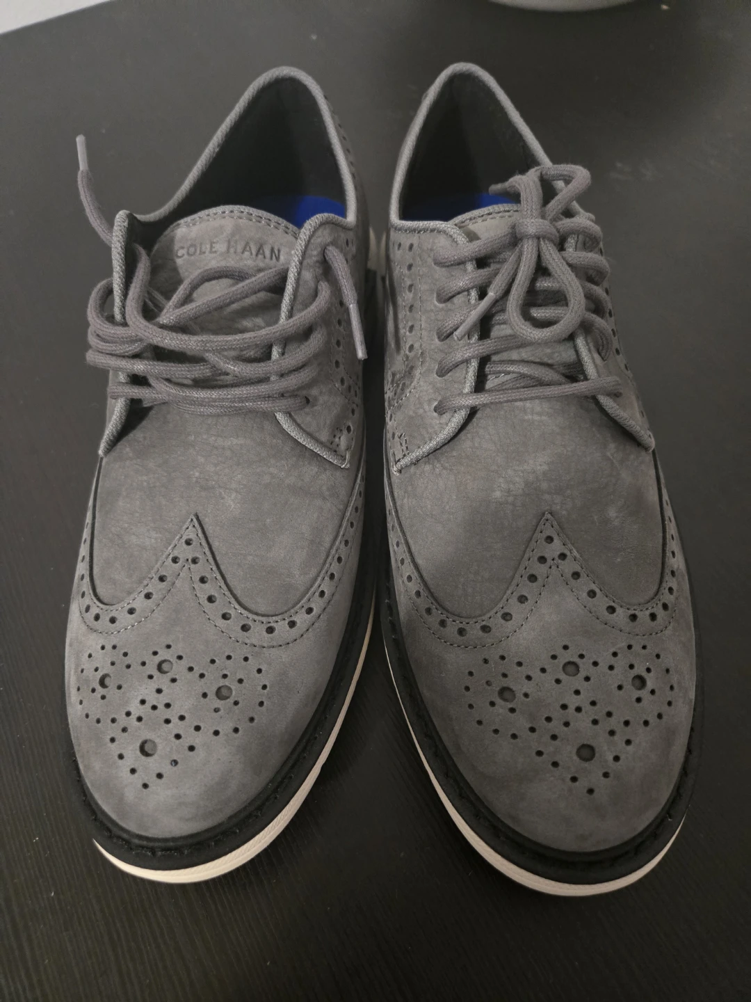 New Cole Haan Men's Grey Wingtip Oxford Shoes