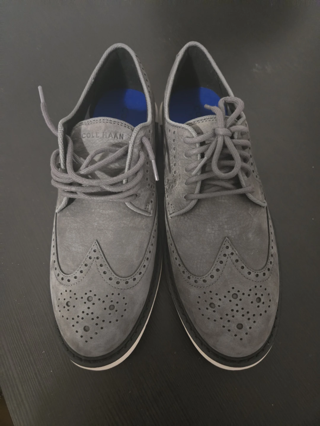 New Cole Haan Men's Grey Wingtip Oxford Shoes - photo 3