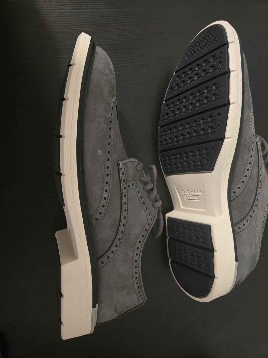 New Cole Haan Men's Grey Wingtip Oxford Shoes - photo 5