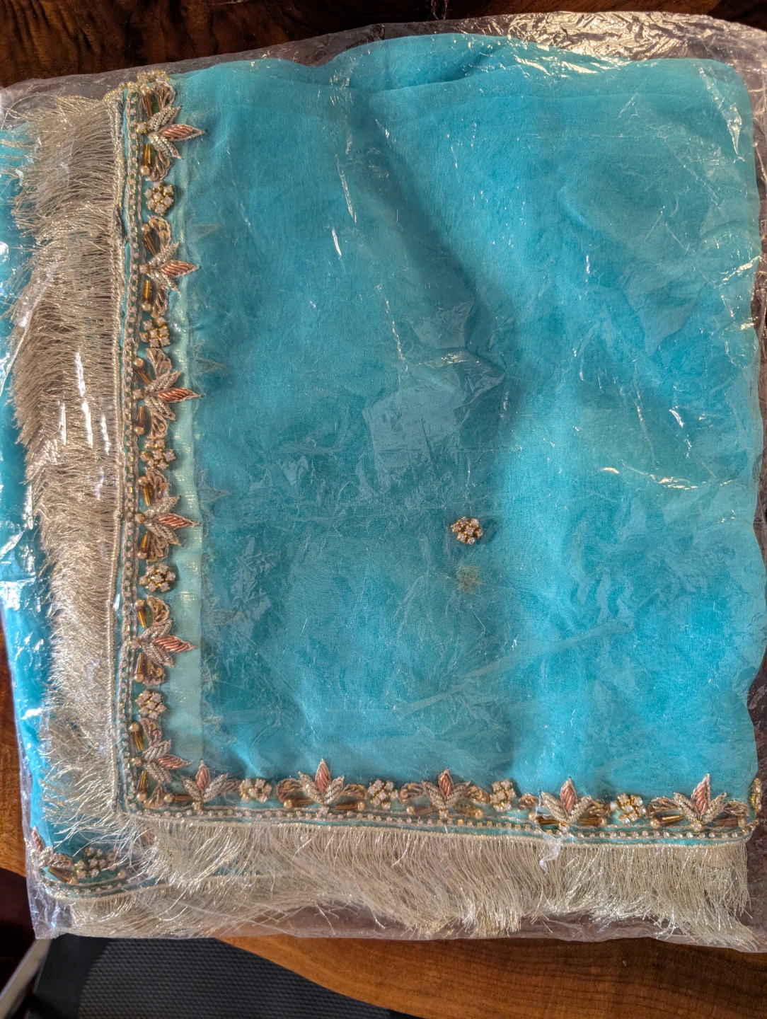 BRAND NEW Handmade Adda work Blue Dupatta