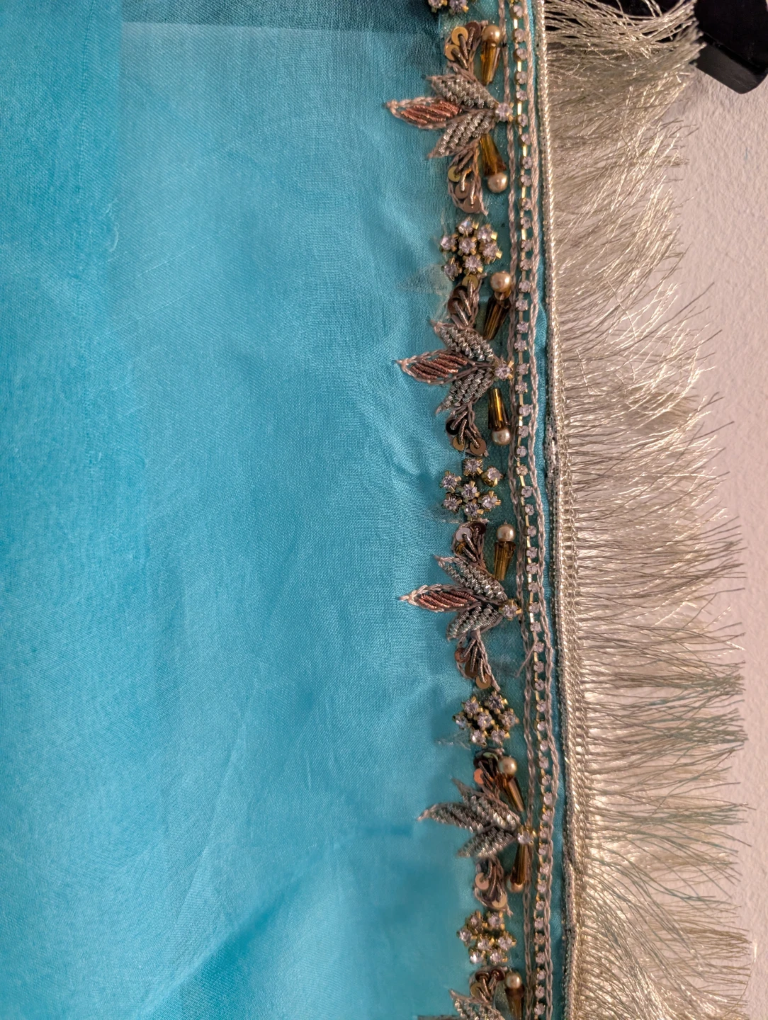 BRAND NEW Handmade Adda work Blue Dupatta - photo 4