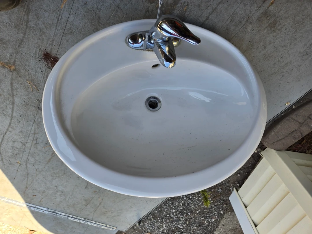 White Oval Sink with Faucet - photo 2