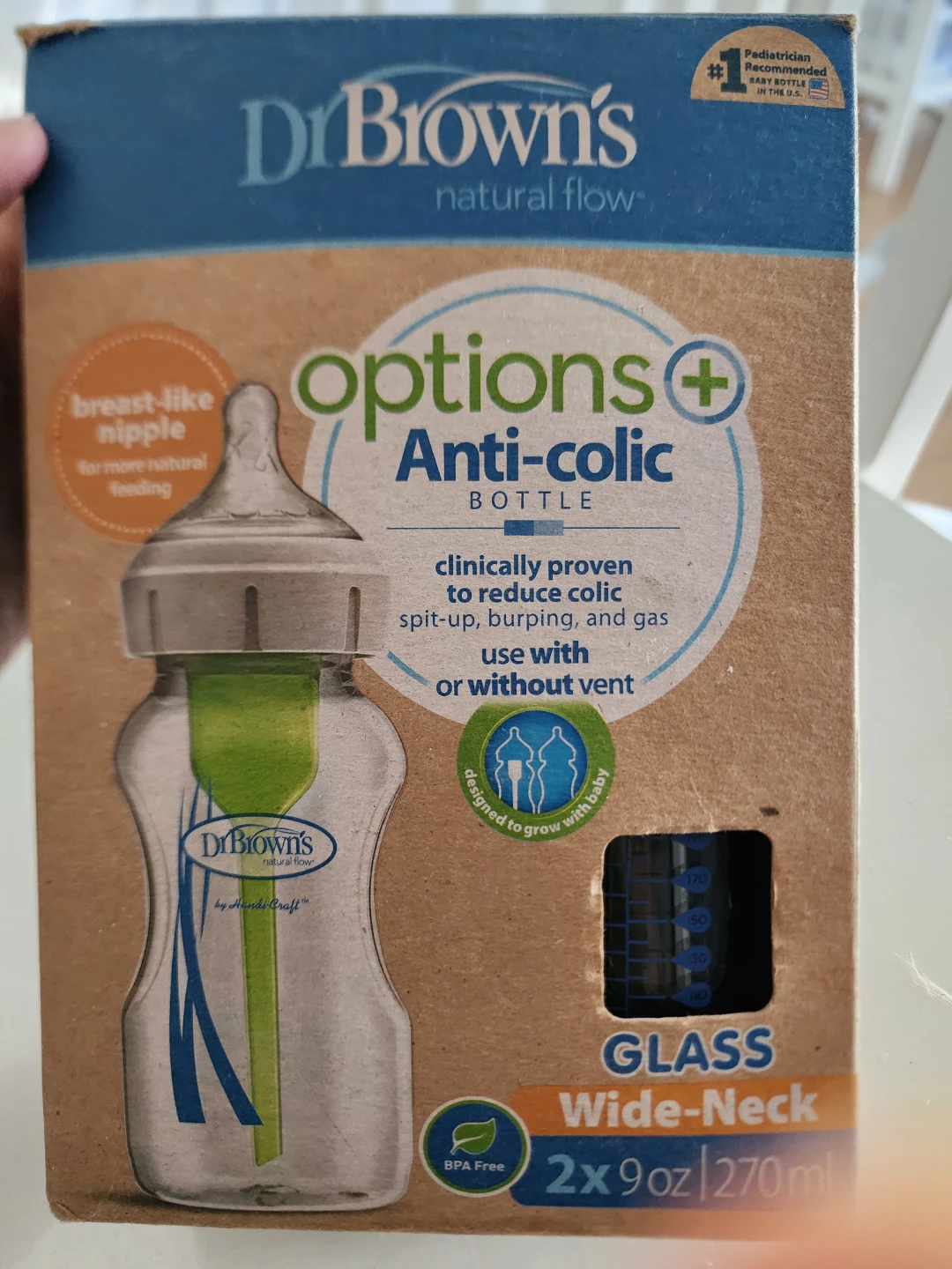 Dr. Brown's Options+ Anti-Colic Glass Bottles - 2x 9oz